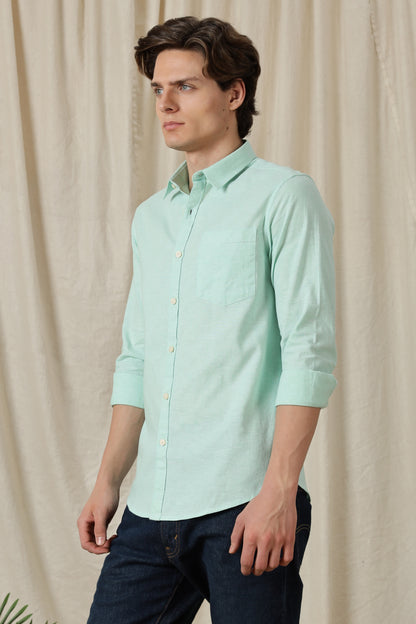 Linen Solid Casual Shirt Lt Green