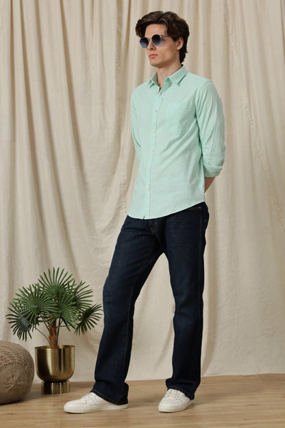 Linen Solid Casual Shirt Lt Green