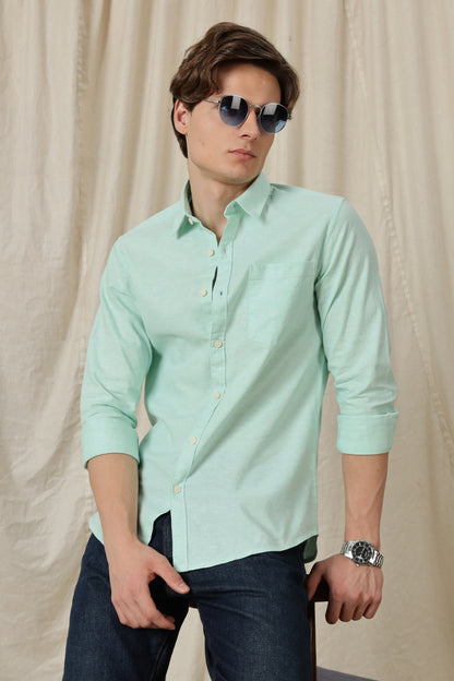Linen Solid Casual Shirt Lt Green
