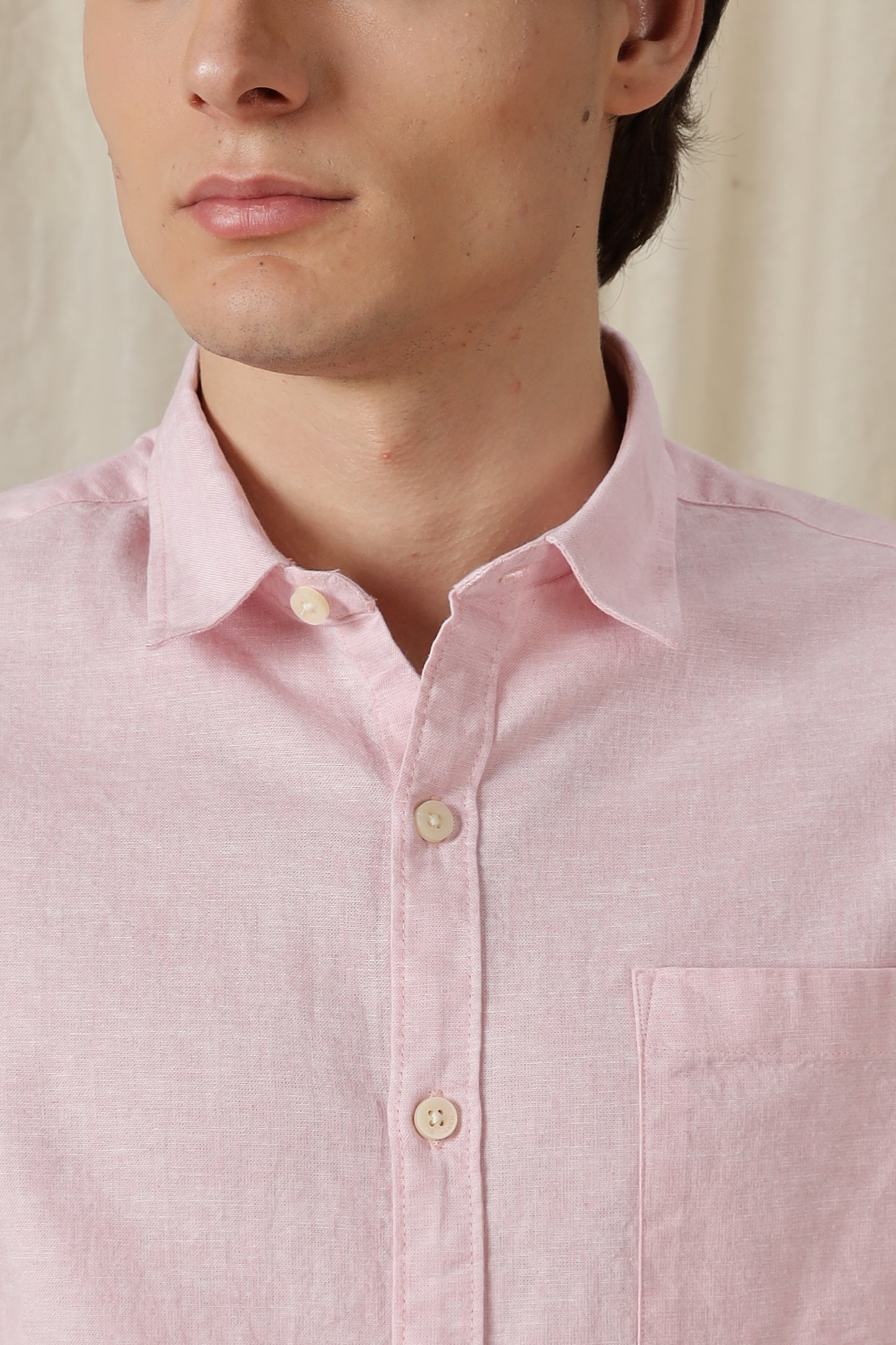 Linen Solid Casual Shirt Pink