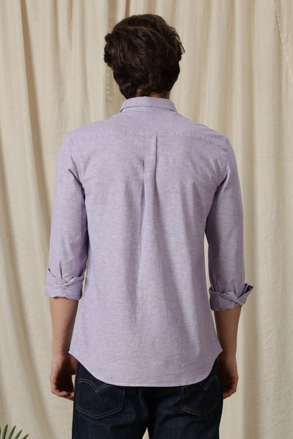 Linen Solid Casual Shirt Lavender