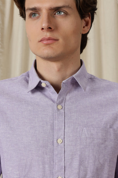 Linen Solid Casual Shirt Lavender