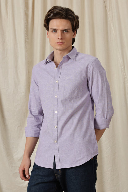 Linen Solid Casual Shirt Lavender