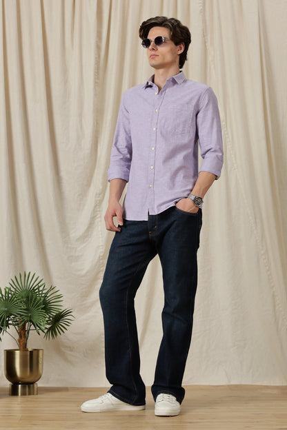 Linen Solid Casual Shirt Lavender