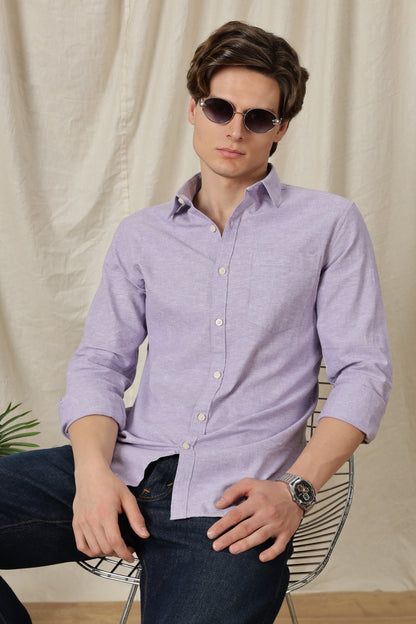 Linen Solid Casual Shirt Lavender