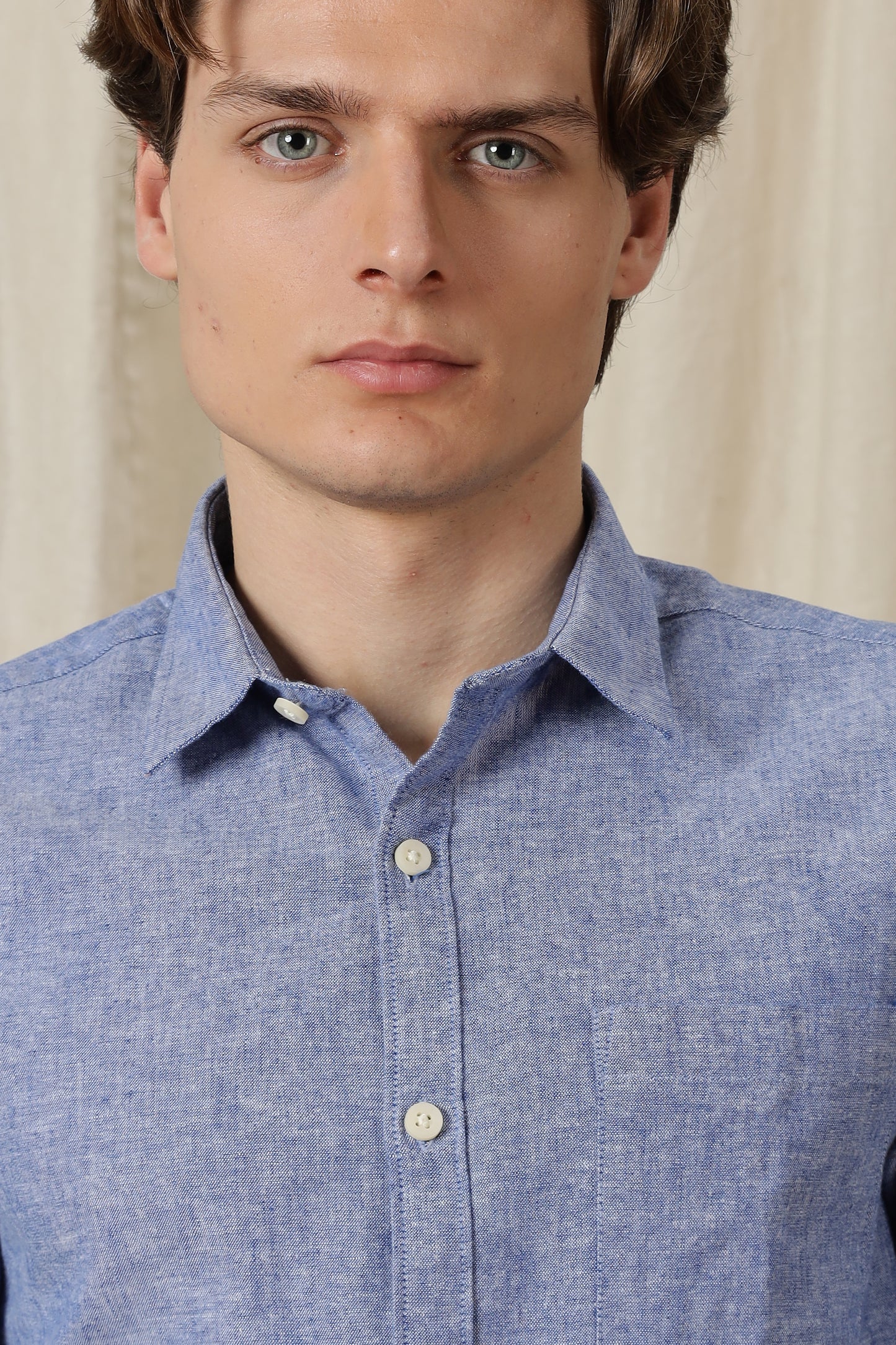 Linen Solid Casual Shirt Dark Blue