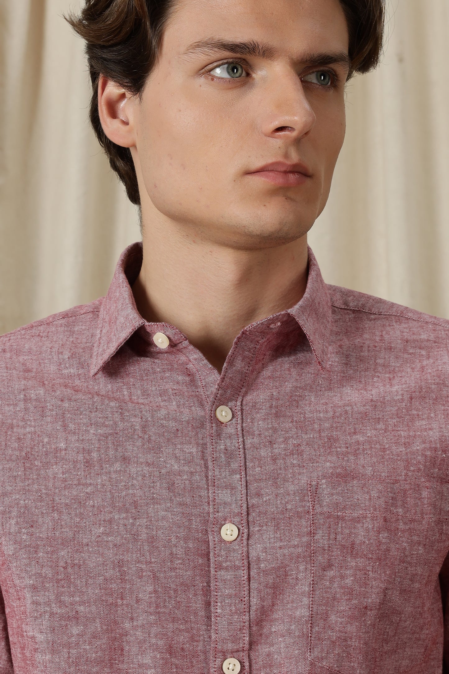 Linen Solid Casual Shirt Red