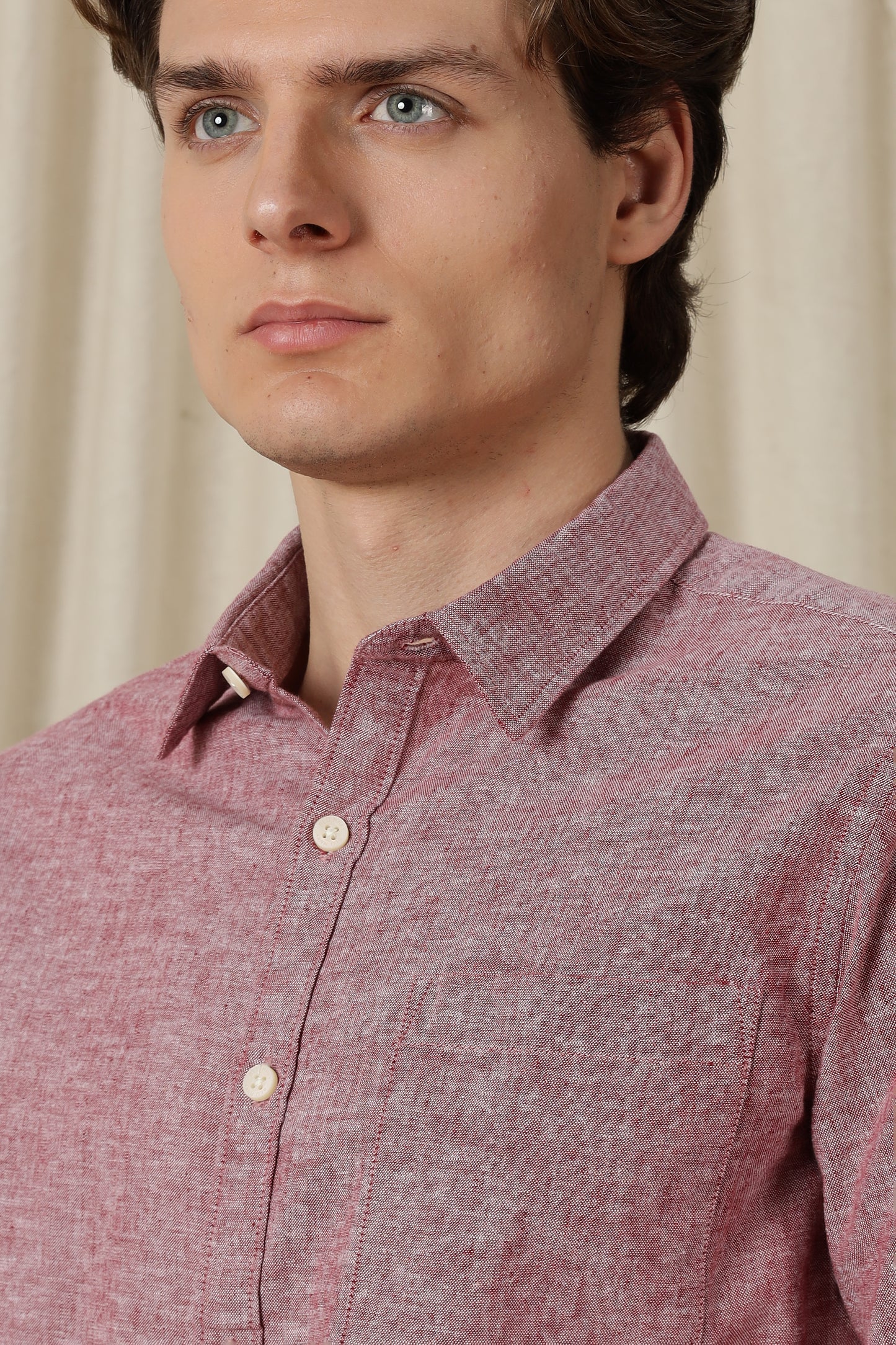 Linen Solid Casual Shirt Red
