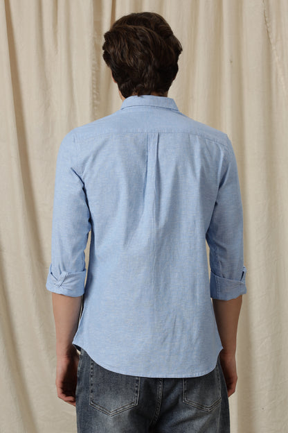Linen Solid Casual Shirt Lt Blue