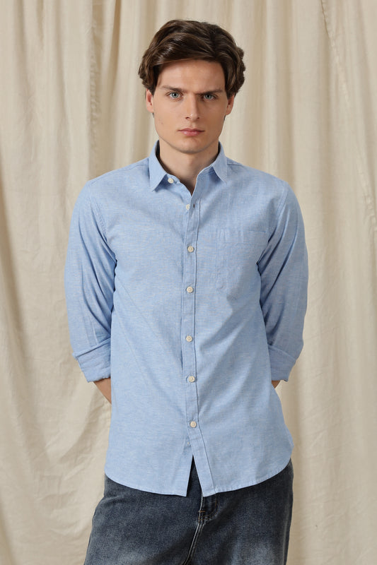 Linen Solid Casual Shirt Lt Blue