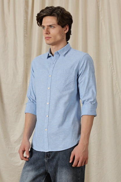 Linen Solid Casual Shirt Lt Blue