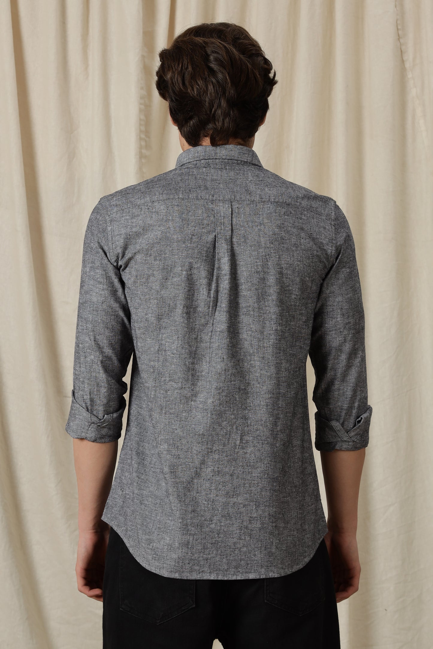 Linen Solid Casual Shirt Black