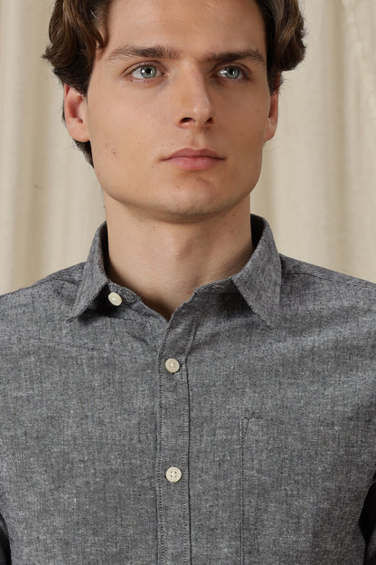Linen Solid Casual Shirt Black