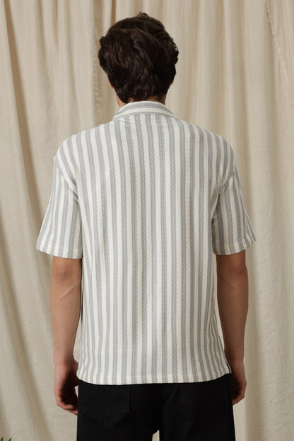 Loose Fit Textured Casual Shirt Grey