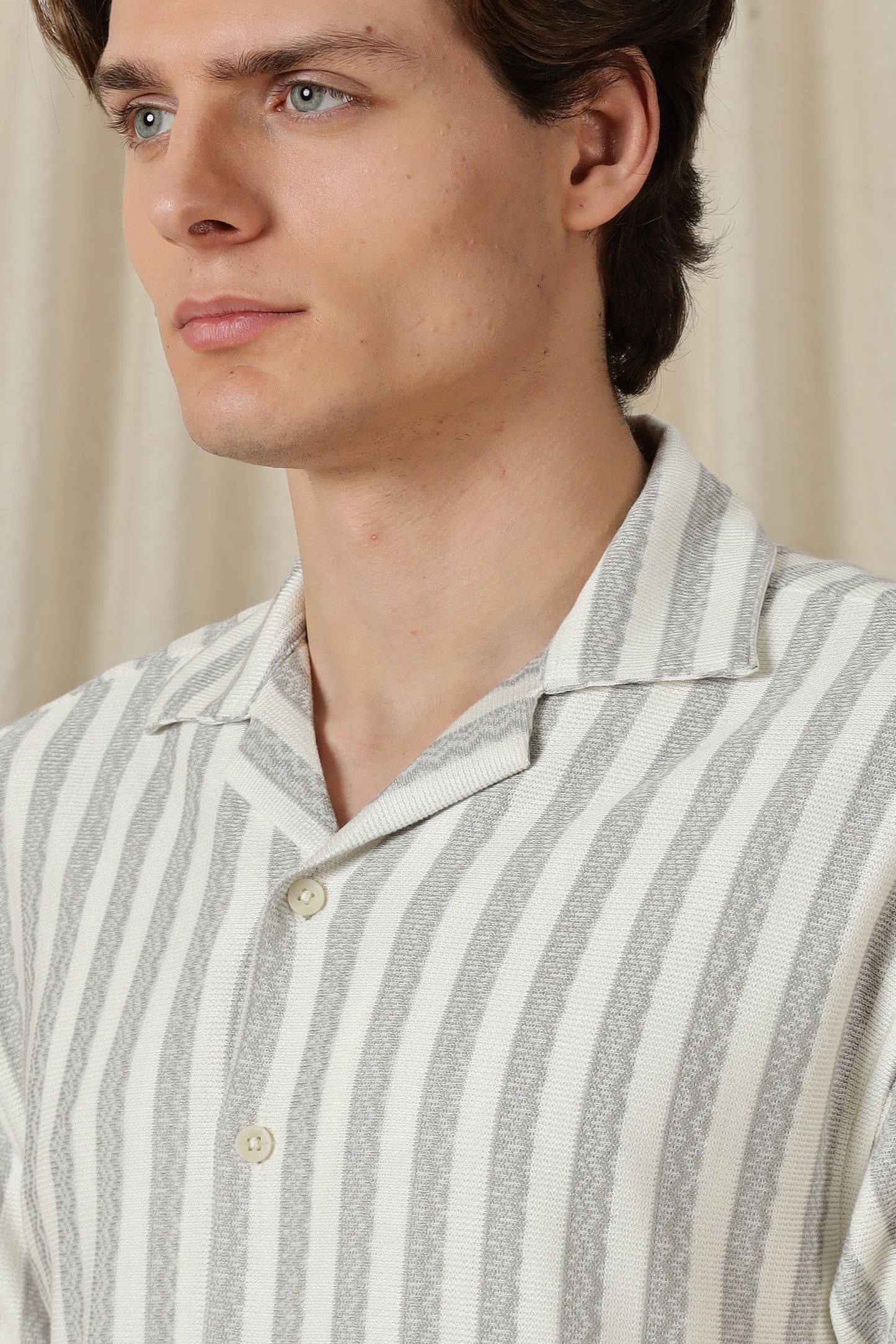 Loose Fit Textured Casual Shirt Grey