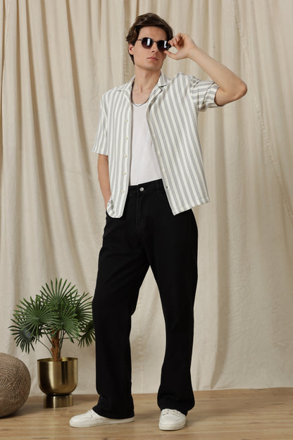 Loose Fit Textured Casual Shirt Grey