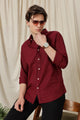 Classic Button-Down Solid Casual Shirt Maroon