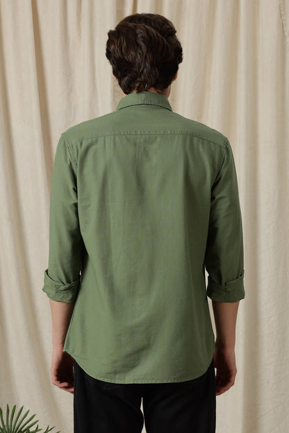 Classic Button-Down Solid Casual Shirt Green