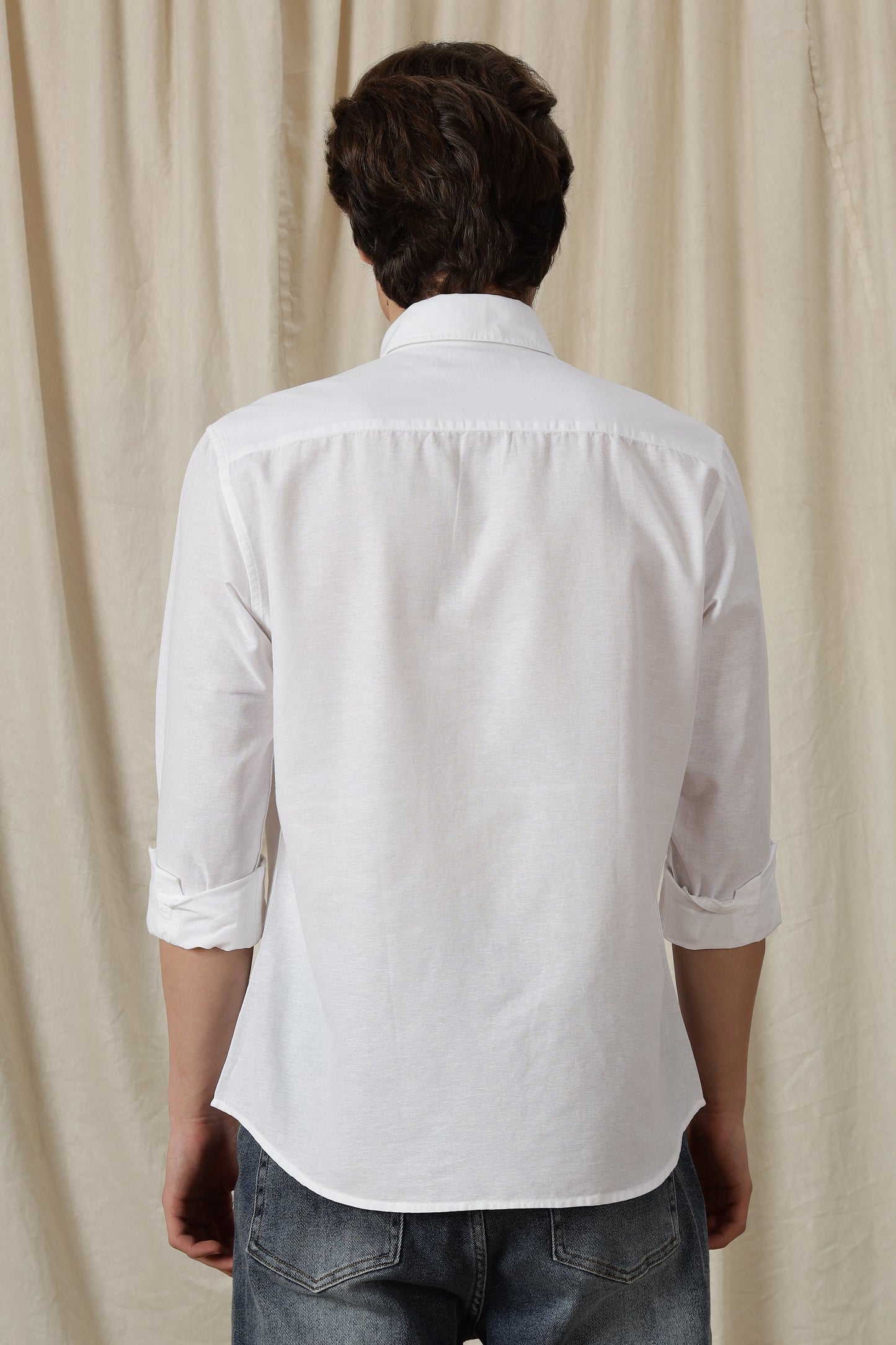 Classic Button-Down Solid Casual Shirt White