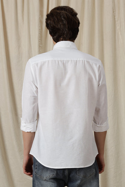 Classic Button-Down Solid Casual Shirt White