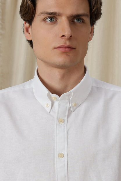 Classic Button-Down Solid Casual Shirt White