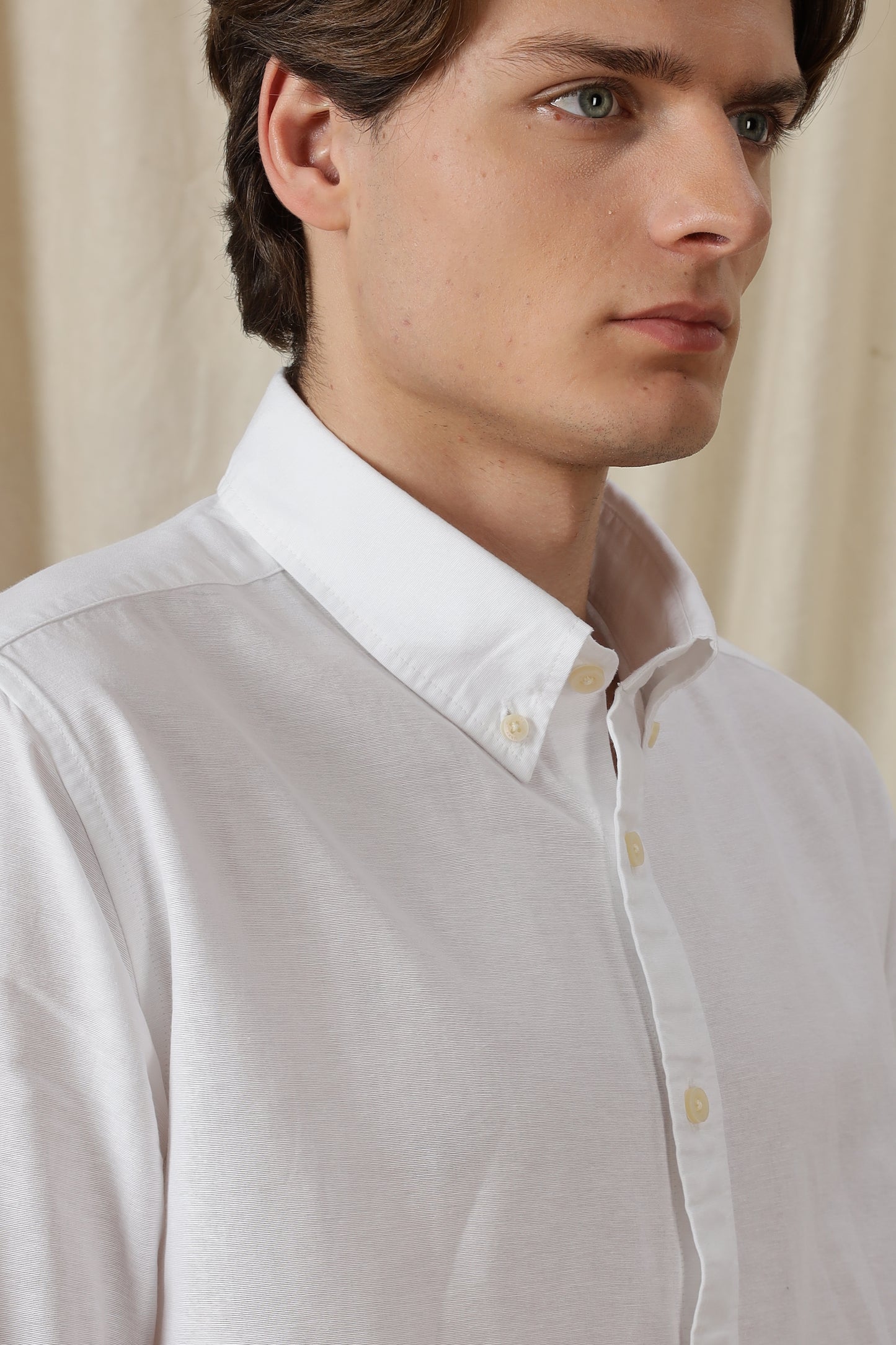 Classic Button-Down Solid Casual Shirt White