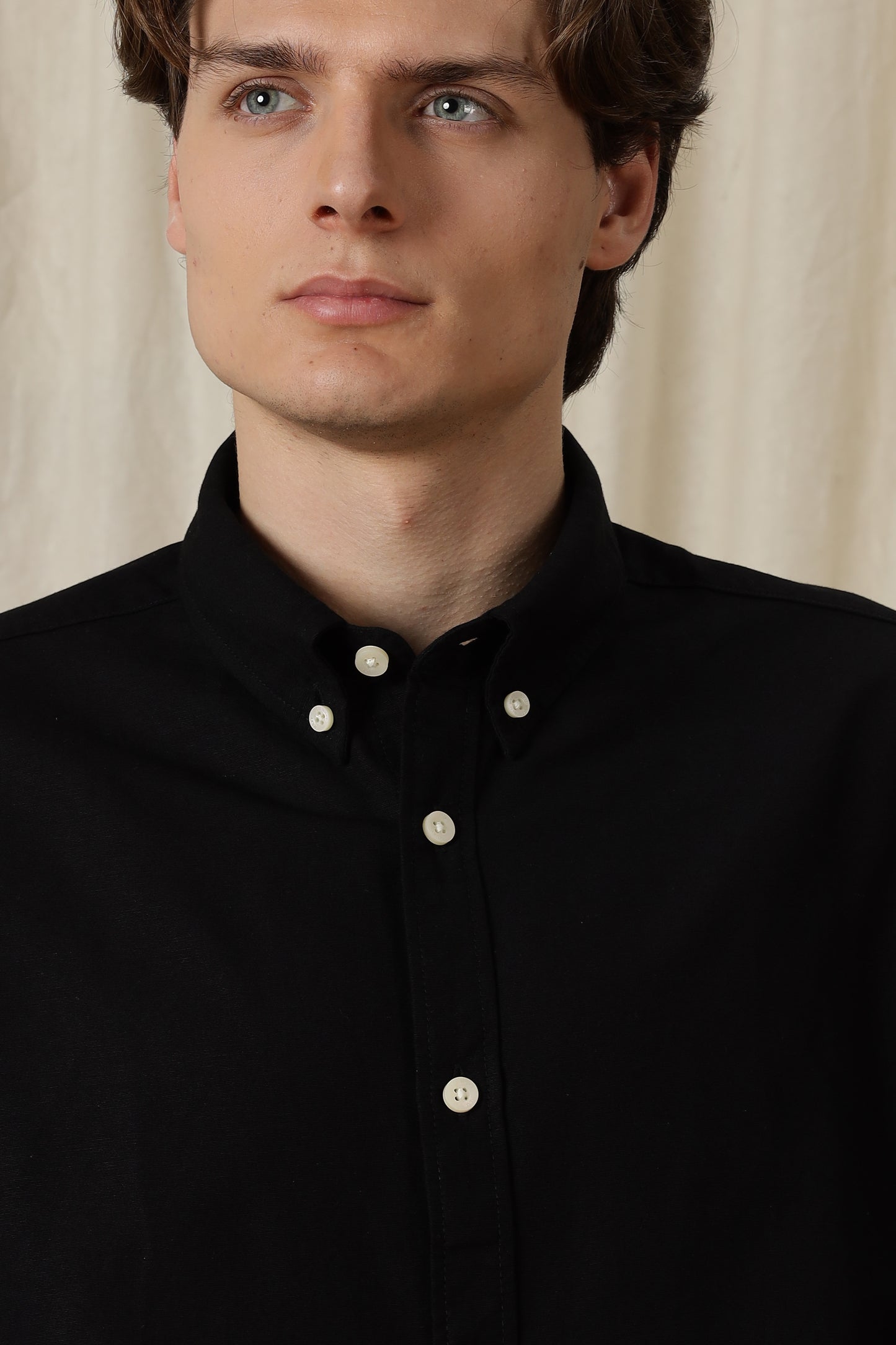 Classic Button-Down Solid Casual Shirt Black