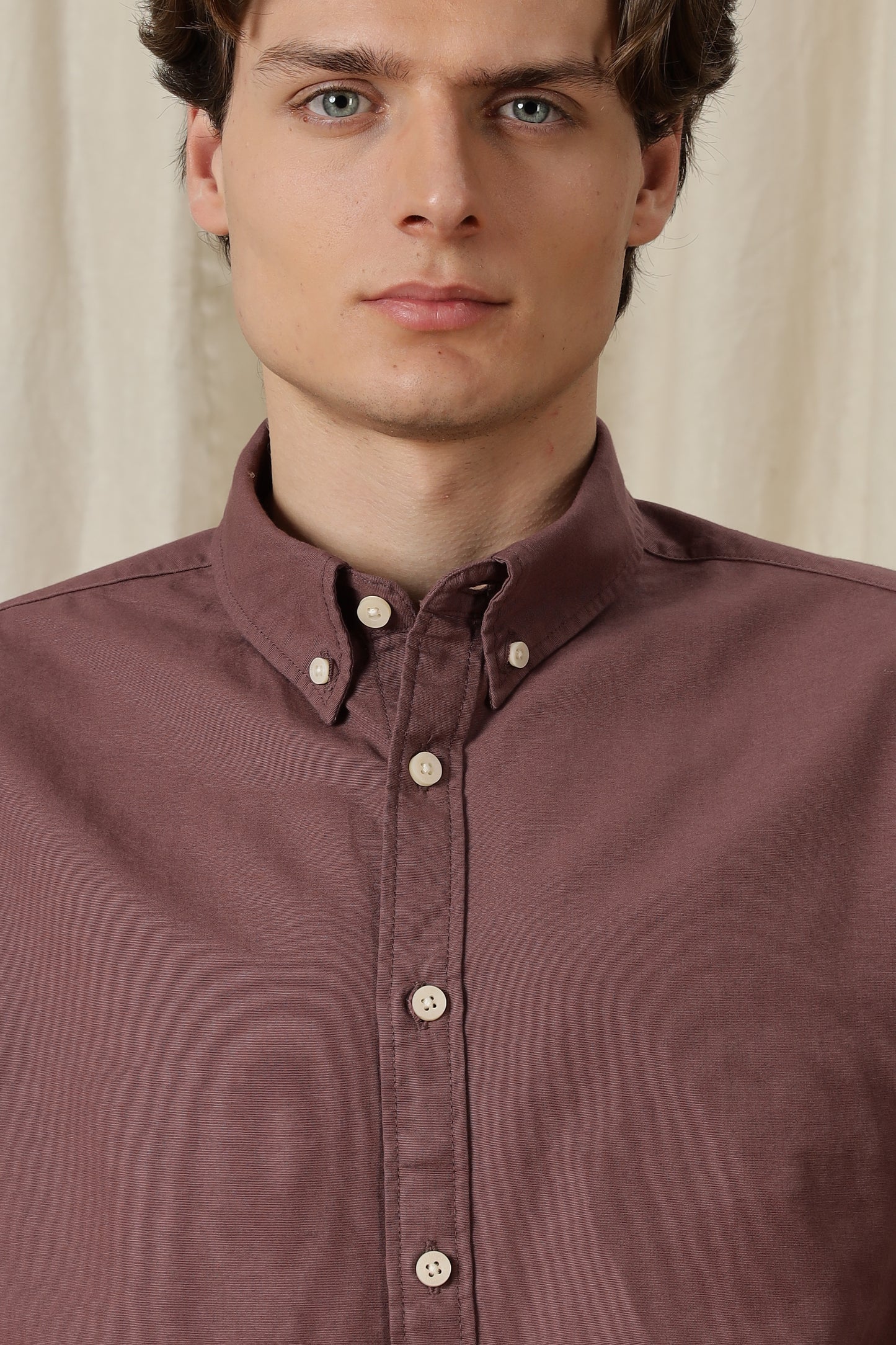 Classic Button-Down Solid Casual Shirt Lt Maroon
