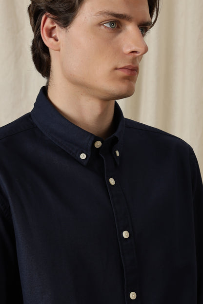 Classic Button-Down Solid Casual Shirt Navy