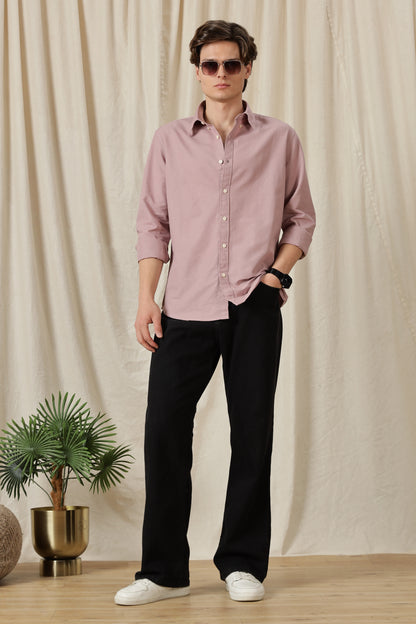 Classic Button-Down Solid Casual Shirt Pink