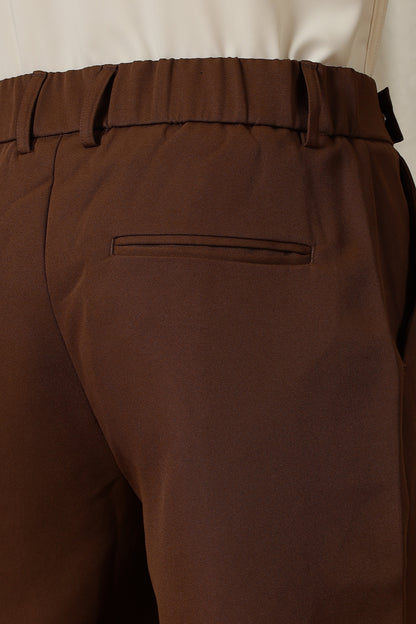 Loose Fit Trousers with Adjustable Waist Brown