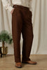Loose Fit Trousers with Adjustable Waist Brown
