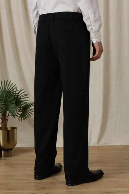 Loose Fit Trousers with Adjustable Waist Navy