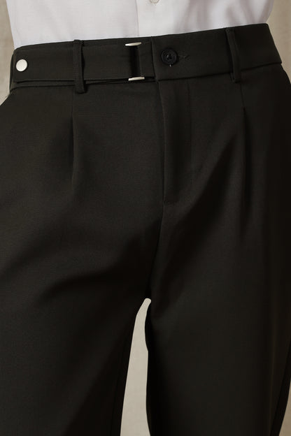 Loose Fit Trousers with Adjustable Waist Green