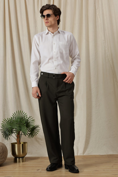 Loose Fit Trousers with Adjustable Waist Green