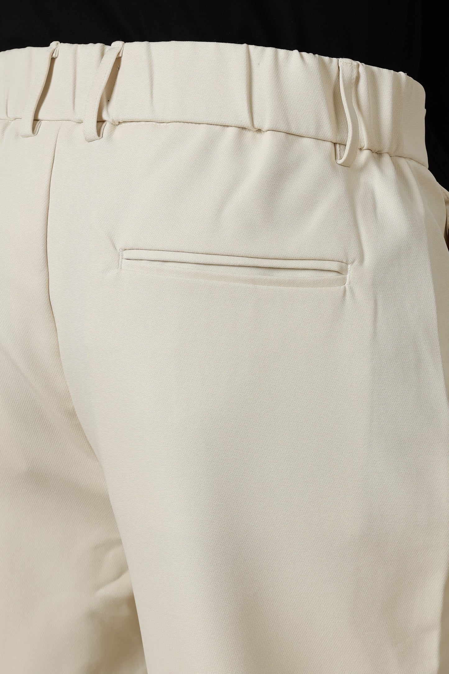 Loose Fit Trousers with Adjustable Waist Off White