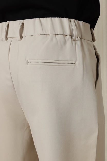Loose Fit Trousers with Adjustable Waist Cream