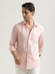 Linen-Cotton Blend Shirt Pink