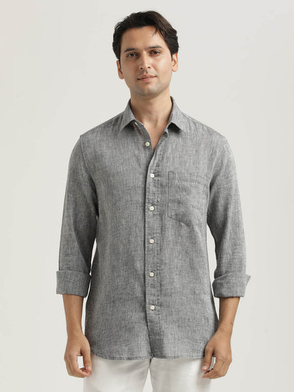 Linen-Cotton Blend Shirt Black