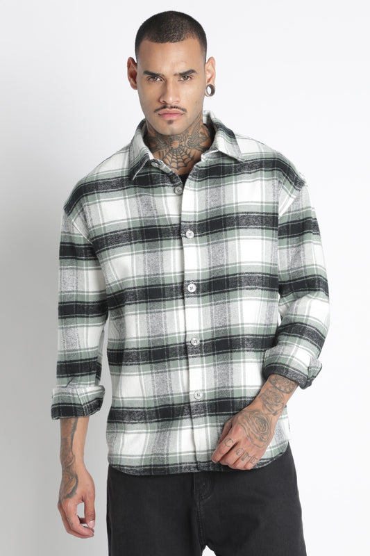Brushed Check Casual Shirt Lt Green