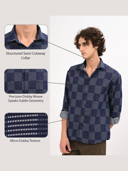 Self-Jacquard Shirt Navy