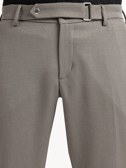 Textured Slim Fit Trousers Olive