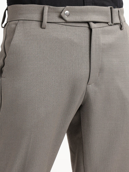 Textured Slim Fit Trousers Olive