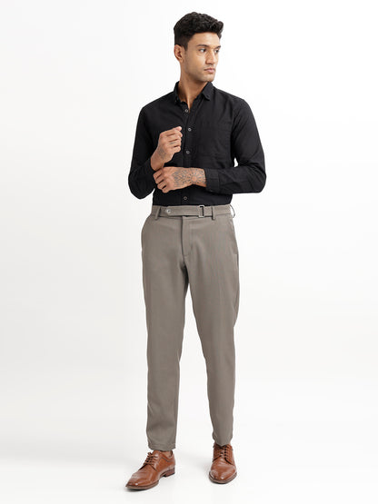 Textured Slim Fit Trousers Olive