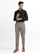 Textured White Slim Fit Trousers Olive