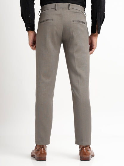 Textured Slim Fit Trousers Olive