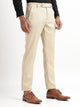 Textured Slim Fit Trousers Cream
