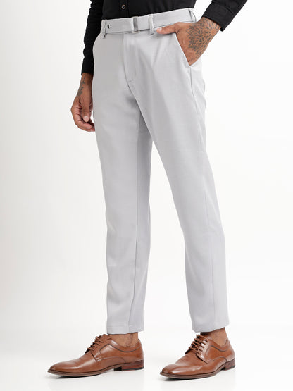 Textured Slim Fit Trousers Lt grey