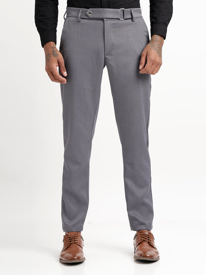Textured Slim Fit Trousers Grey