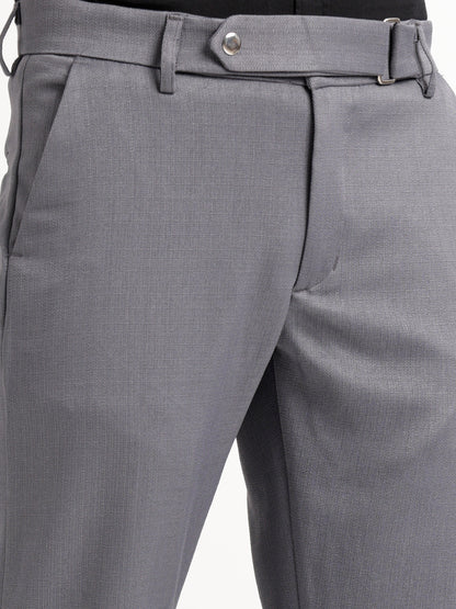 Textured Slim Fit Trousers Grey